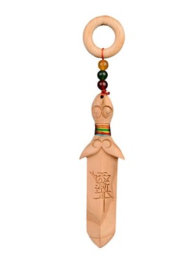 紫微讳桃木剑玄关装饰品天然桃木雕刻手工艺品P吉祥物挂件手把文