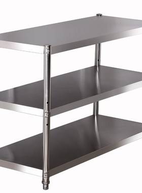 不锈钢三层厨房置l物架落地多层储物货架微波炉烤箱多功能收纳架