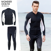 2mm3mm Diving Suit Split Male Professional Thickened Warm Winter Swimsuit Long Sleeve Surf Suit Deep Diving Rubber Wetsuit