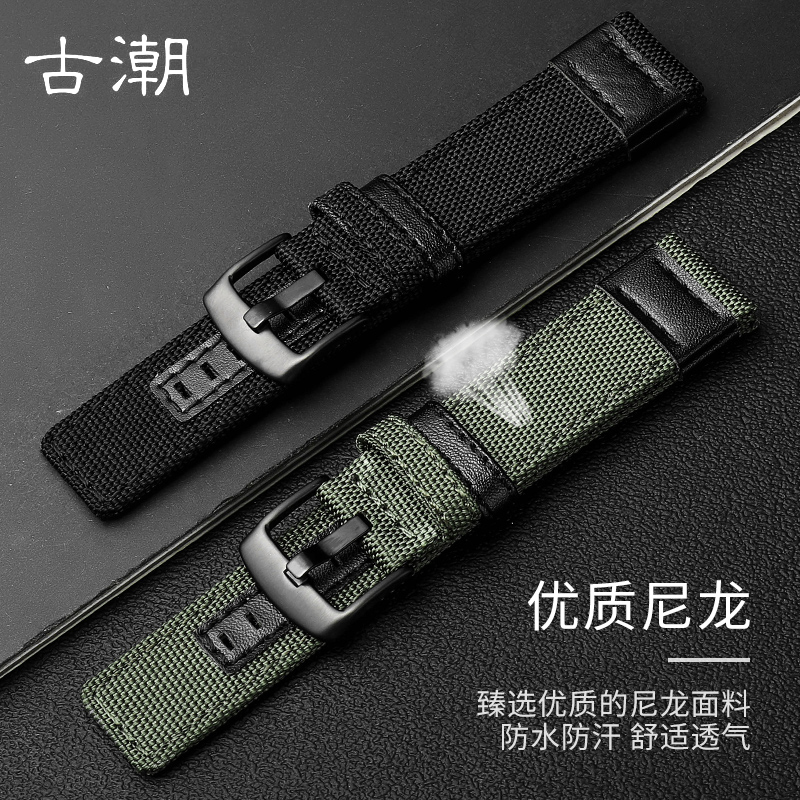 古潮旗舰店适配JEEP吉普 牧马人苔原绿尼龙手表带JPW606301/646帆布男表带242