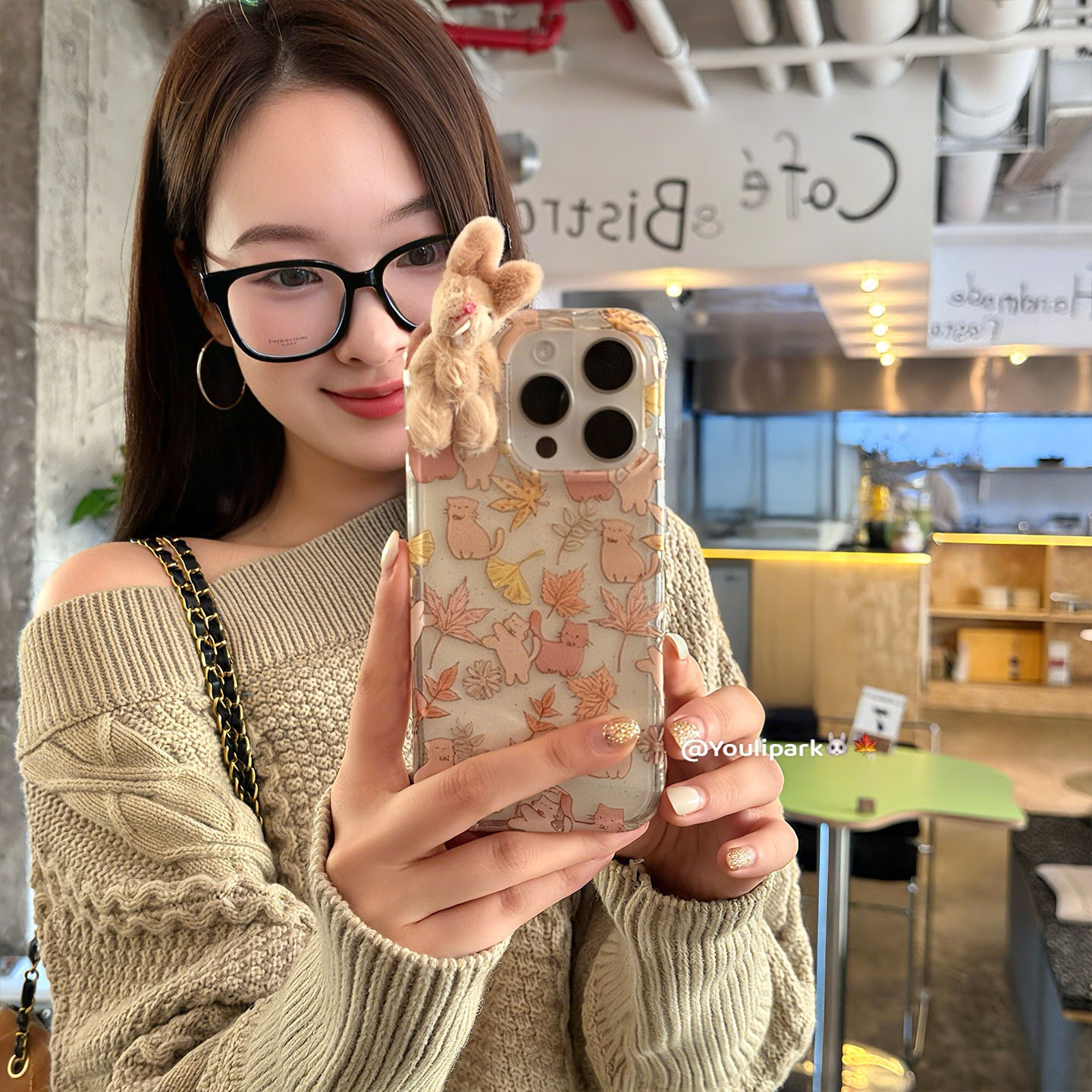由里公园ins韩系秋冬可爱枫叶立体毛绒兔子17适用17pro苹果17ProMax手机壳iPhone16全包14新款16Promax保护套 - 图2