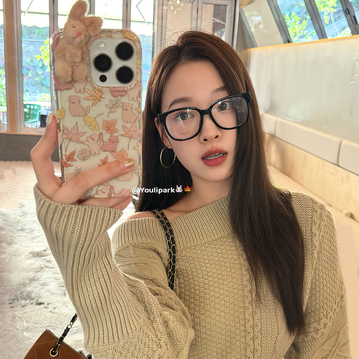 由里公园ins韩系秋冬可爱枫叶立体毛绒兔子17适用17pro苹果17ProMax手机壳iPhone16全包14新款16Promax保护套 - 图1