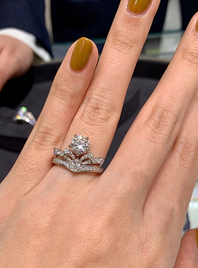 925纯银加冕皇冠莫桑钻戒婚戒女