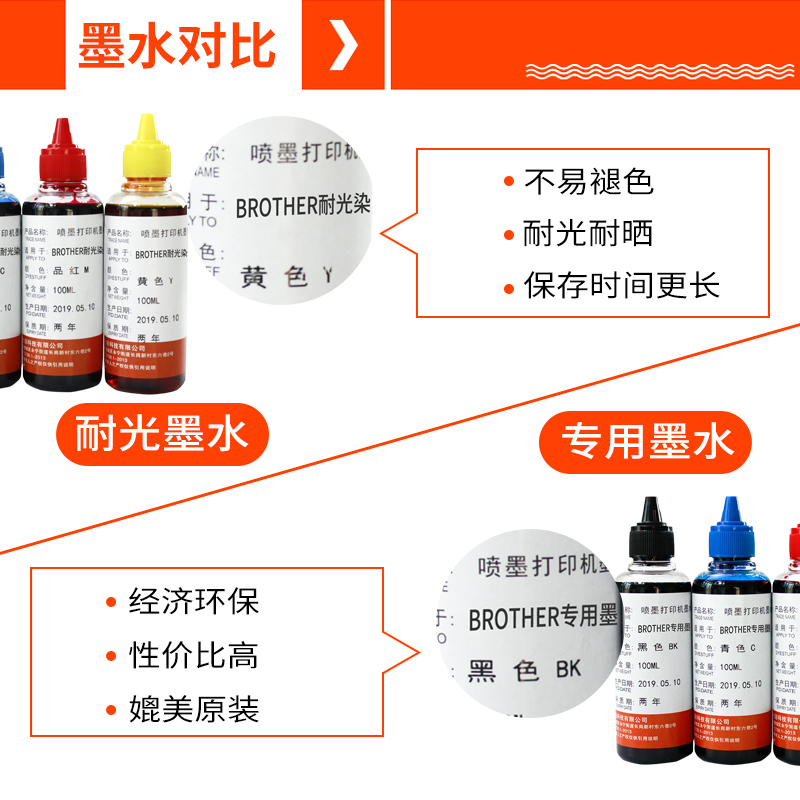 近朱者适用兄弟MFCJ100 J200 J3720 J2320 J2310 J470DW J650 J870 265C 230C 240C 3360打印机连供填充墨水-图3