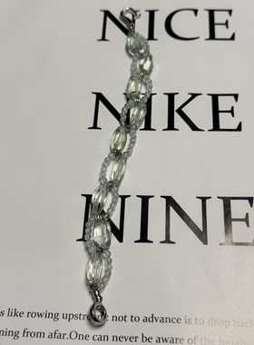 天然水晶蓝托帕绿水晶红兔毛橄榄小众设计高级轻奢气质链配饰手链