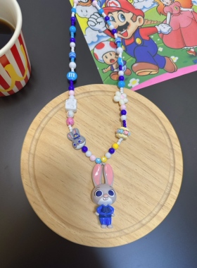 疯狂动物城朱迪兔尼克狐尼克多巴胺彩色串珠项链女迪士尼拍照饰品