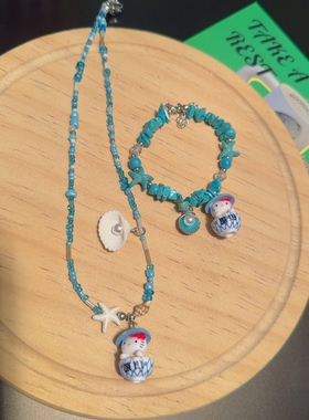 原创labubu拉布布hellokitty项链女卡通可爱多巴胺彩色串珠配饰品