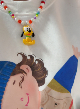 Liya手作水晶亚克力串珠卡通可爱迪士维尼熊高飞狗狗派大星项链女