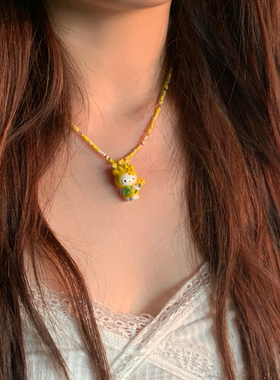 Liya原创hellokitty米奇库洛米吊坠串珠项链卡通可爱童趣创意饰品