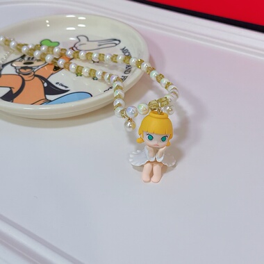 Liya手作水晶亚克力串珠可爱泡泡玛特小红帽天使娃娃萌粒短款项链