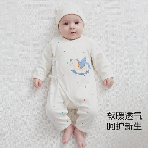 【零压棉】初生宝宝连体衣春秋款婴儿纯棉a类新生儿52码和尚衣服 - 图3