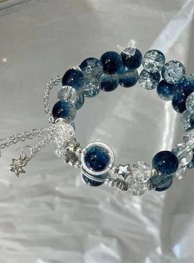 冰透感紫蝴蝶流苏手小众设计高颜值仙女风手工串珠手饰女爆款