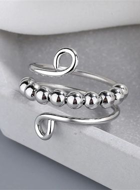Punk Anxiety Rings For Women Men Spiral Fidget Beads Ring 20