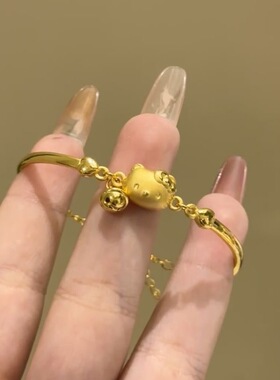 甜美KT小猫金色手链简约百搭少女小众首饰精致可爱闺蜜手链