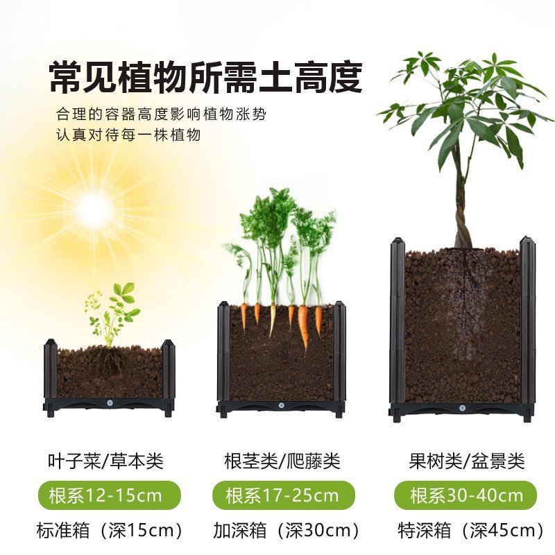 蔬菜种植箱阳台种菜专用菜盆长方形塑料花盆楼顶露台花园布置花箱-图3