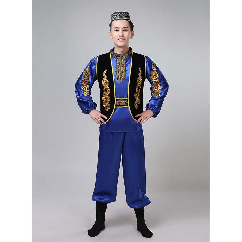 正品新疆舞蹈演出服装男成人回族维族撒拉族乌孜别克塔塔尔长袖舞 - 图1