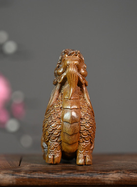 绿檀木雕刻望天吼貔貅摆件家居装饰玄关摆件实木雕刻木质工艺品