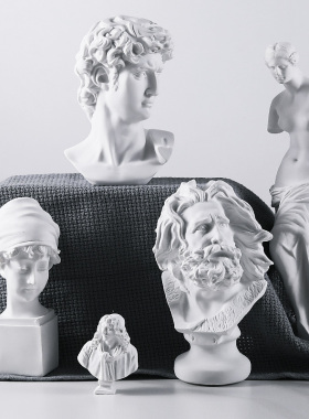 北欧文艺人物头像石膏小摆件
