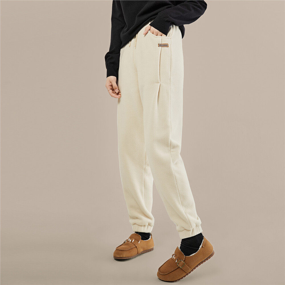 佐丹奴裤子女装摇粒绒针织品牌织标打褶松紧腰束脚卫裤 05413861,淘宝优惠券,粉丝福利购,淘宝优惠卷