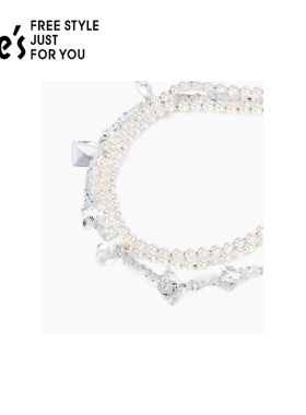 shes茜子珍珠水晶多层叠戴项链