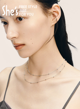 shes简约通勤细项链颈链小球