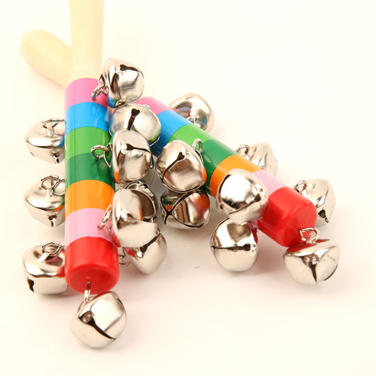 宝宝玩具彩虹铃铛响铃串铃木质棒铃奥尔夫乐器幼儿园舞蹈活动道具