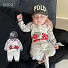 Baby baseball uniform one-piece pure cotton spring and autumn long-sleeved halo