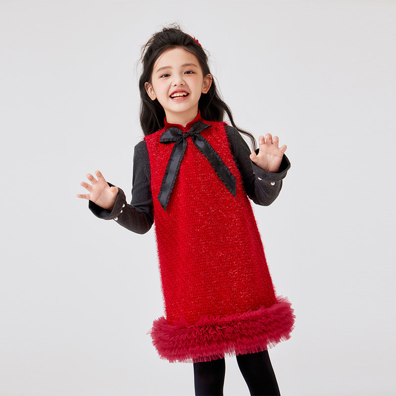 年衣童装背心连衣裙冬季新款中式背心裙加厚宝宝新年拜年服旗袍,淘宝优惠券,粉丝福利购,淘宝优惠卷