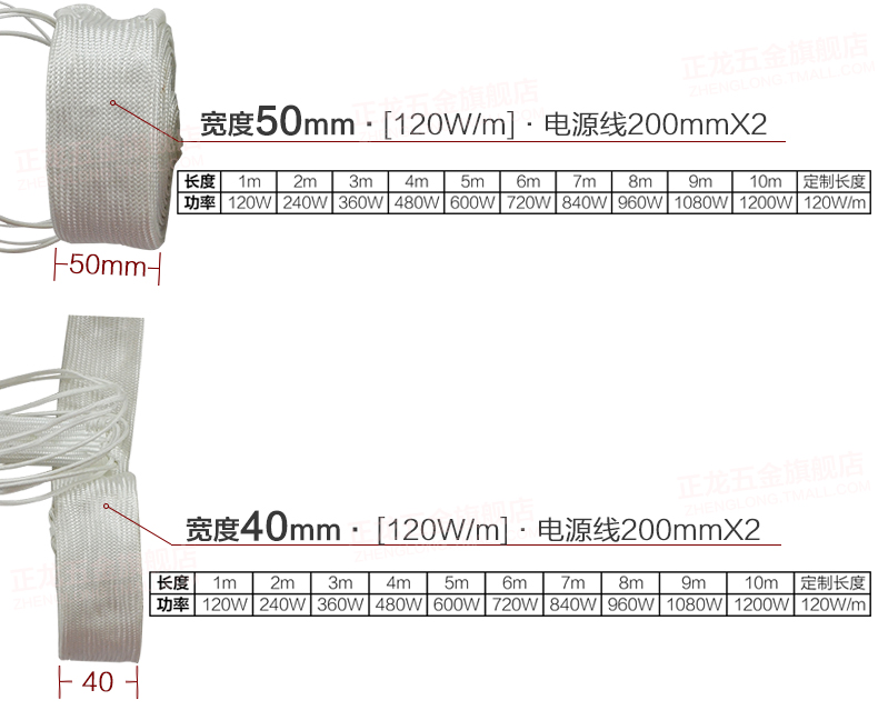 耐高温玻璃纤维加热带玻纤伴热带自控温防冻发热带管道电热带220v-图1