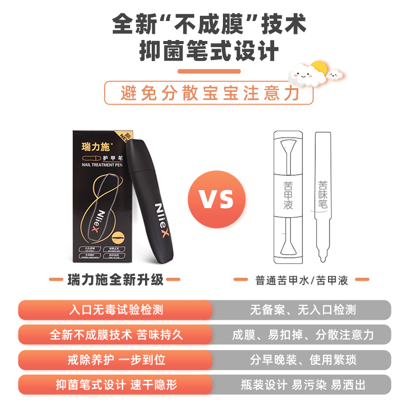 Nliex苦甲水儿童咬指甲防吃手啃手指婴儿戒神器纠正器苦水