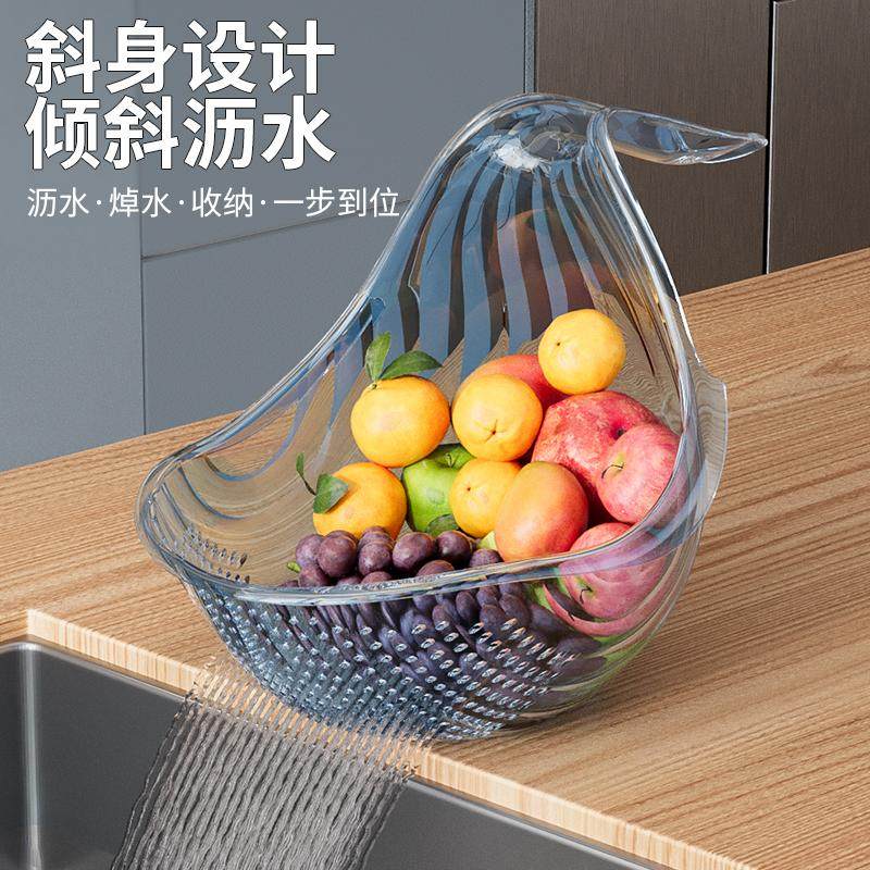 多功能淘米沥水篮厨房家用蔬果清洗滤水篮轻奢风客厅大容量果篮,淘宝优惠券,粉丝福利购,淘宝优惠卷