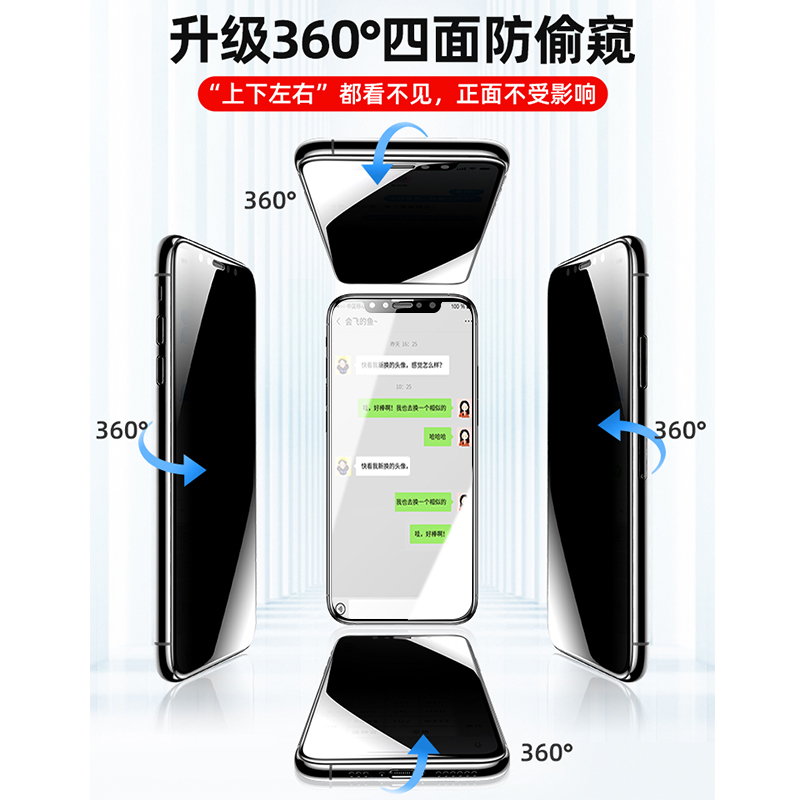 适用苹果14pro防窥膜15promax专业级13防偷窥360°四面plus防窥视iPhone窥视12全屏11防偷看xr非钢化不碎边15 - 图1