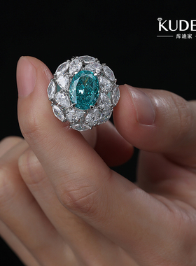 KUDE'S库迪家6克拉鸽子蛋豪镶戒指女士经典高碳钻轻奢钻戒