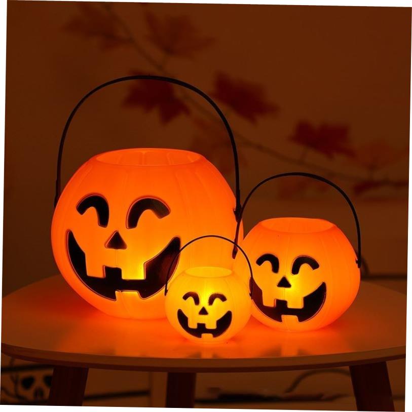 Halloween jack-o -lantern with lid pumpkin bucket candy jar - 图2
