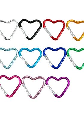 5Pcs Outdoor Carabiner Heart Shape Keychain Clip Aluminum Al