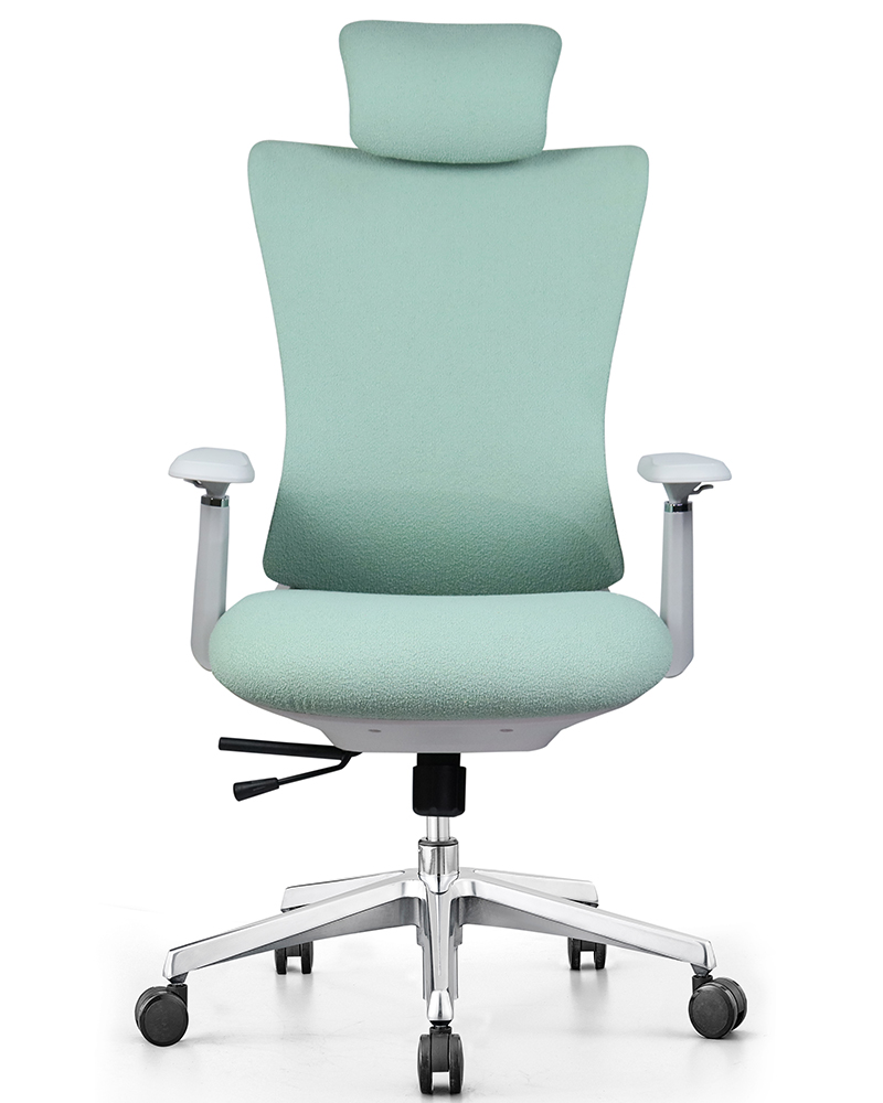 灰白框电脑椅升降旋转扶手职员办公椅舒适护腰网布透气