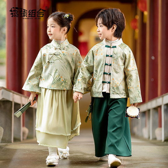 男童汉服冬装小少爷新中式国风唐装女童民族古装幼儿园元旦演出服