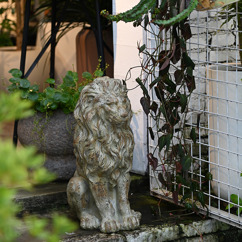 花园摆件庭院户外狮子摆件装饰仿真动物雕塑别墅门厅布景民宿院子 - 图0