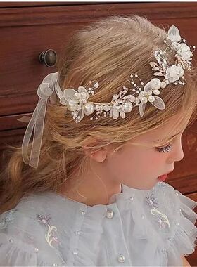 1pc Sweet Girl Pearl Hair Accessory Romantic Flower Wreath C