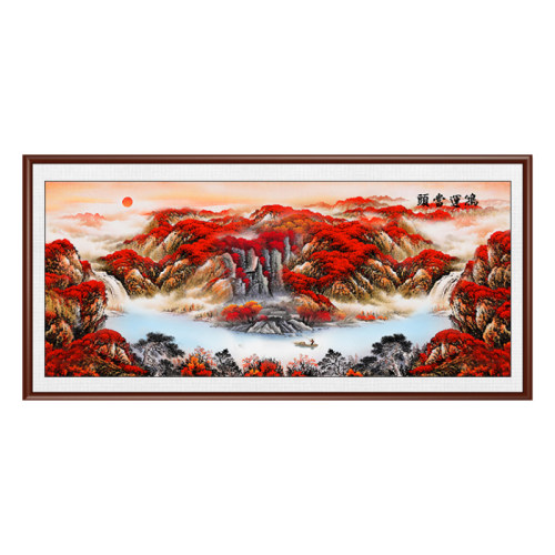 新品鸿运当头十字绣2025年新款线绣客厅高级感大幅风景山水画刺绣 - 图3