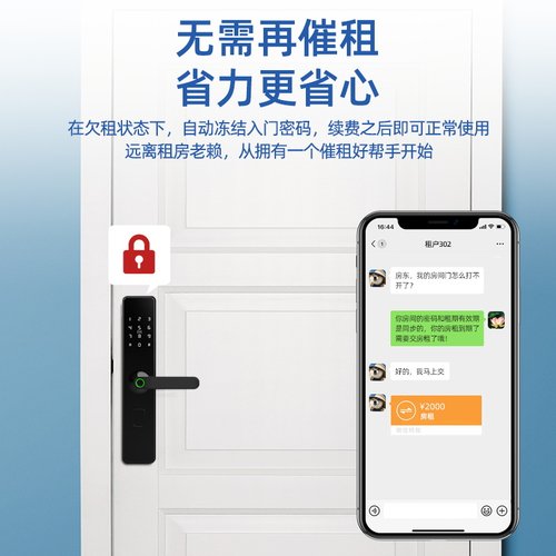 通通锁民宿card智能门锁酒店宾馆远程密码锁出租房室内木门指纹锁 - 图1