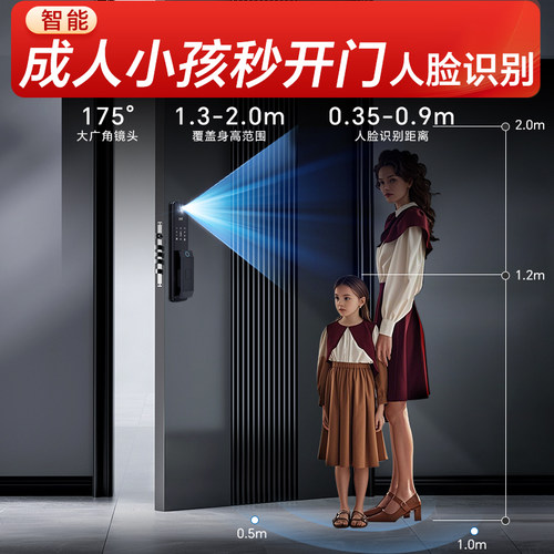 刷脸智能门锁指纹锁家用防盗门锁入户门电子密码锁扫可视人脸识别 - 图1