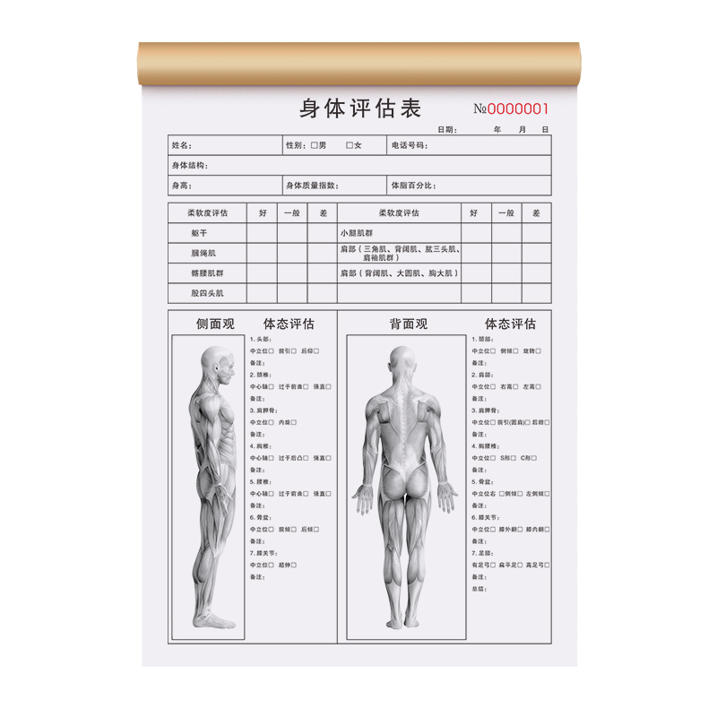 身体评估表私教协议书会员申请登记本体适能体测体态评估图健康咨询意见反馈单教练训练计划本健身房会籍合同 - 图3