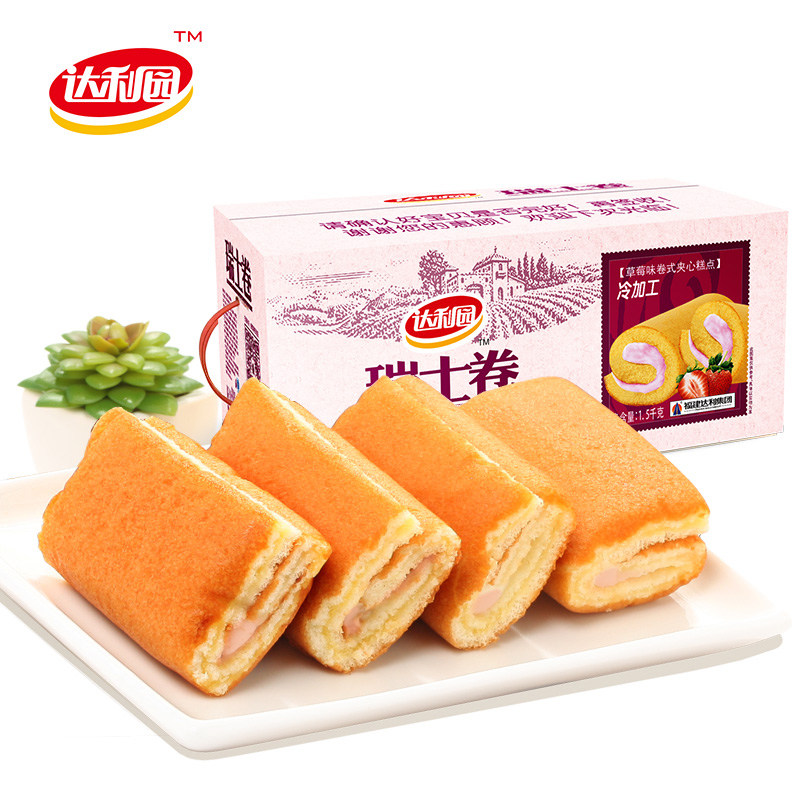 达利园整箱3斤夹心软解饿瑞士卷 达利园俊翡西式糕点