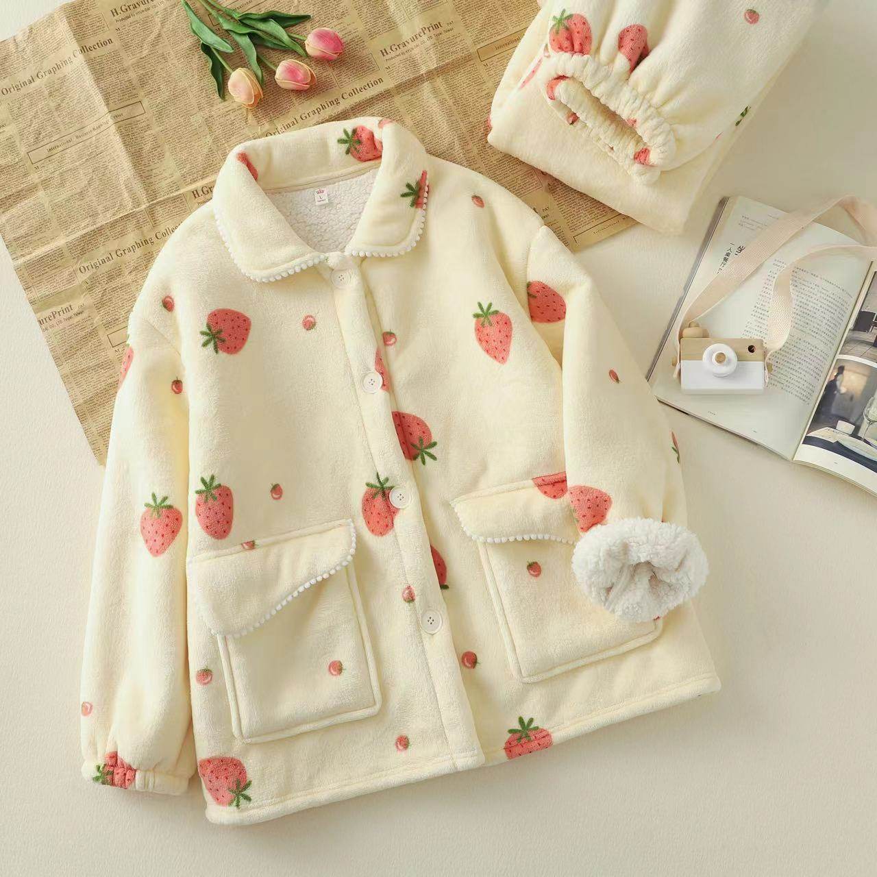 羊羔绒双层珊瑚绒卡通睡衣女法兰绒秋冬季韩版家居服女可爱套装,淘宝优惠券,粉丝福利购,淘宝优惠卷