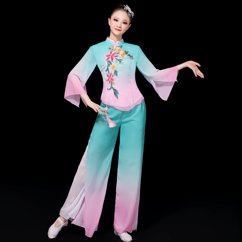 新款古典舞女飘逸中国风秧歌服 悦芷妍民族服装/舞台装