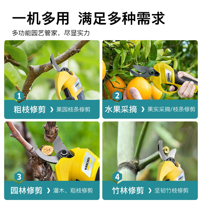 德国卡赫电动剪刀花园果树充电式锂电池园艺修枝剪树枝剪枝神器 - 图2