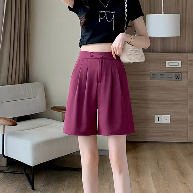 芭莎双扣西装五分裤新款显瘦裤子 harpersbazaar休闲裤