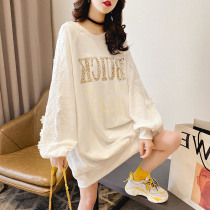 Vegemon Girl 2023 The new spring and autumn Korean version of loose big code Long-style bright sheet Lazy Wind Long Sleeve Blouse