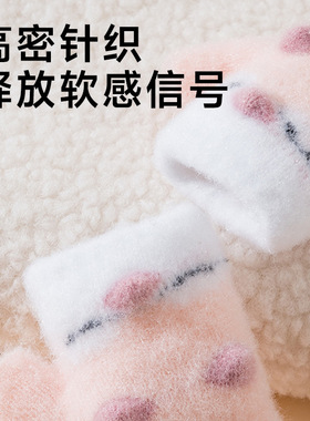 秋冬0-2岁宝宝连指手套婴儿不分指幼儿爬行加绒保暖半指手套可爱